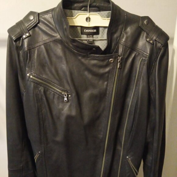 Danier Jackets & Blazers - Ladies Danier black leather motorcycle jacket size XL, open to offers